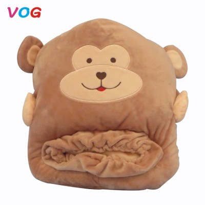 Wholesale OEM high quality cartoon winter plush animal head shaped soft hand warmer pillow